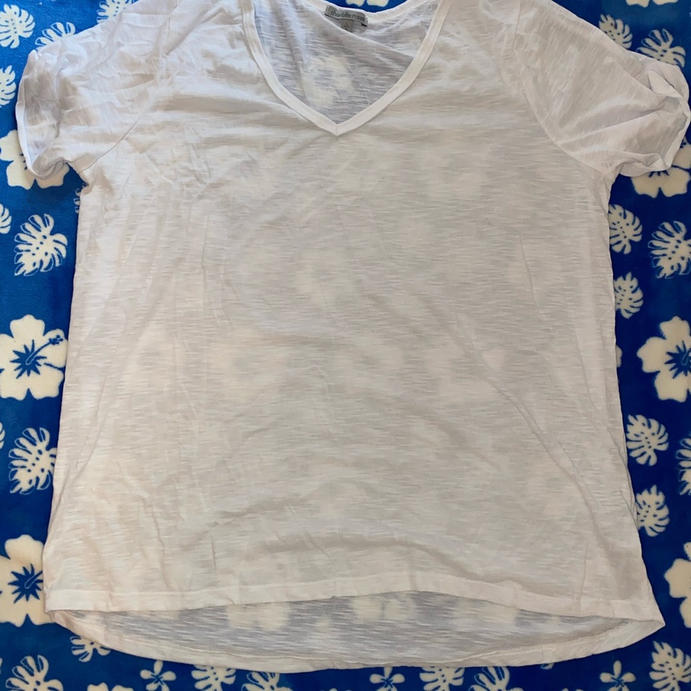White V-Neck Women's Top